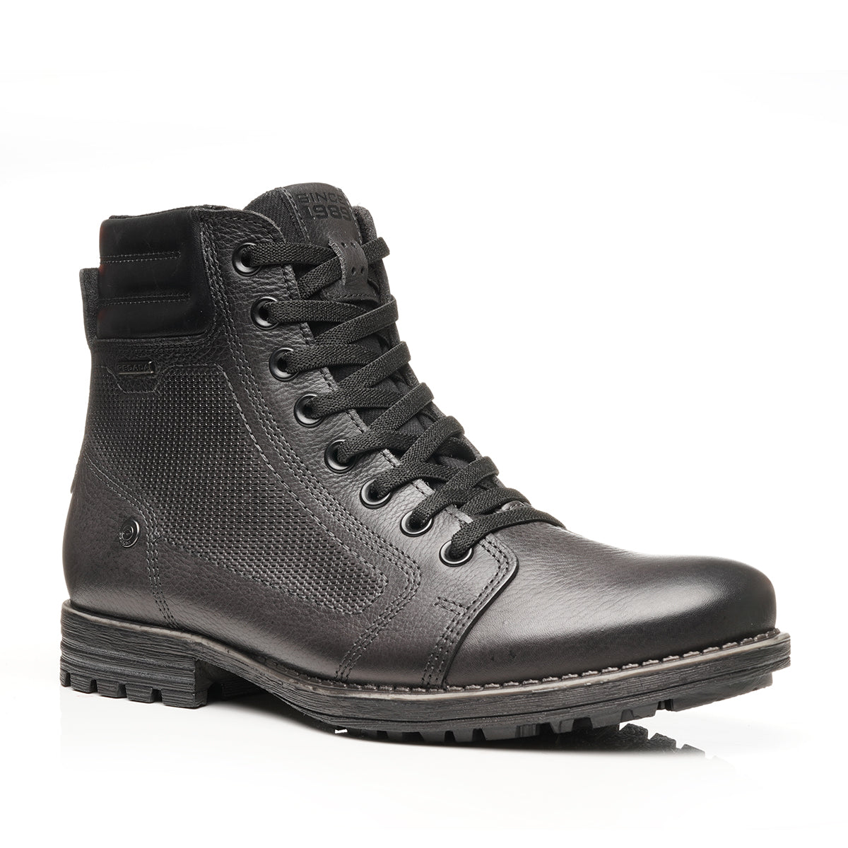 BOTIN HOMBRE PEGADA CUERO CROMO/PRETO 180748-09