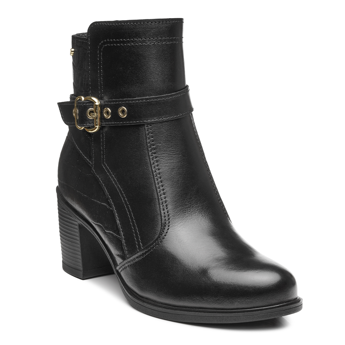 BOTIN MUJER PEGADA CUERO VESTIR PRETO 280401-03