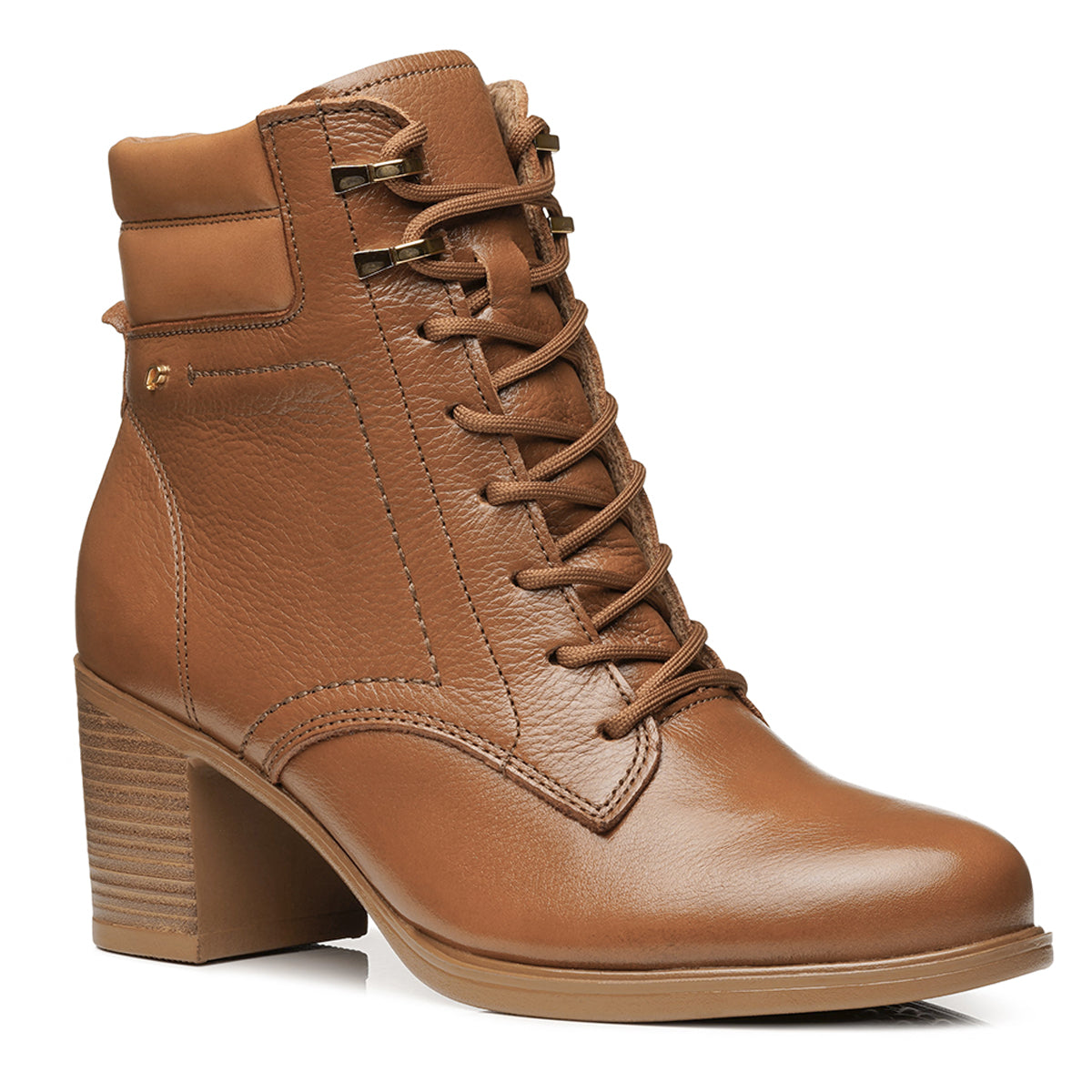 BOTIN MUJER PEGADA CUERO VESTIR PINHAO/CAMEL 280407-01