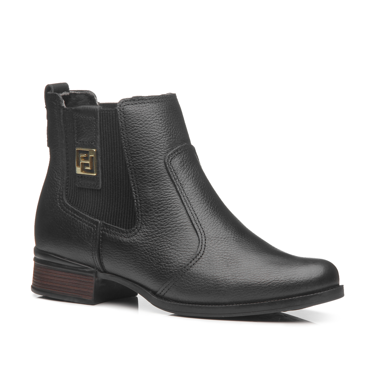 BOTIN MUJER PEGADA CUERO CASUAL PRETO 282003-11