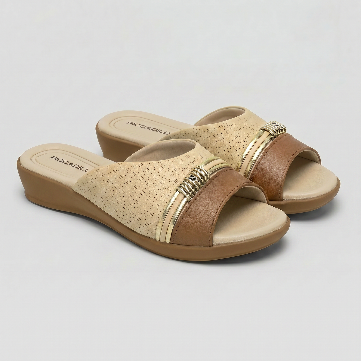 SANDALIA JOANETE MUJER PICCADILLY BRULE/MASCAVO/OURO 50042500000007