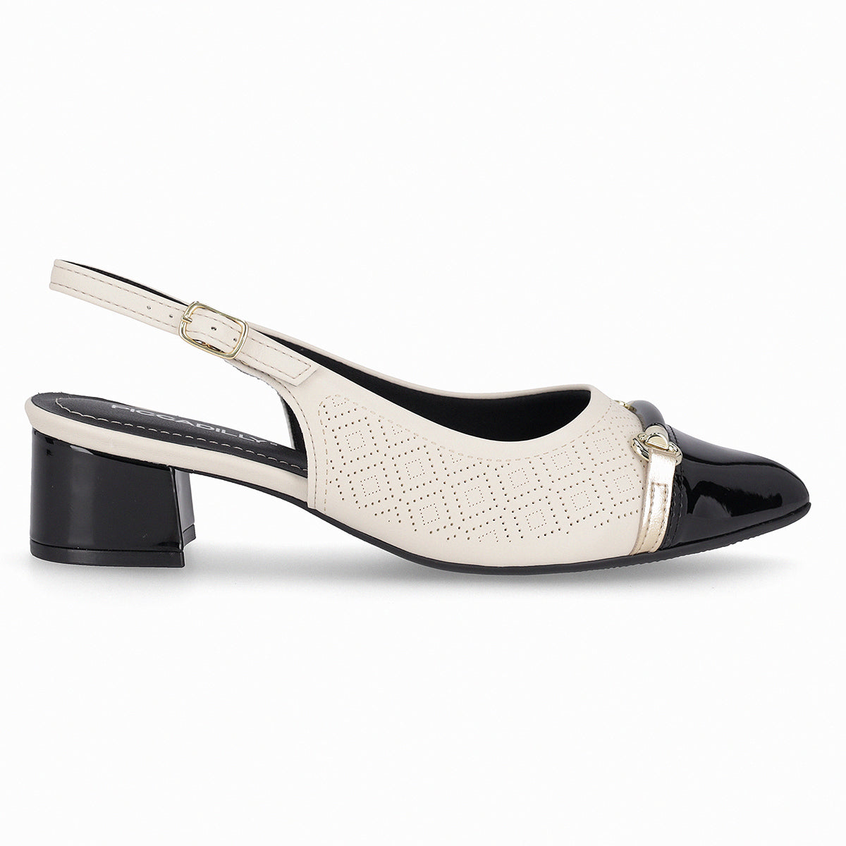 ZAPATO MUJER PICCADILLY VESTIR OFF WHITE/PRETO/OURO 73910000000001