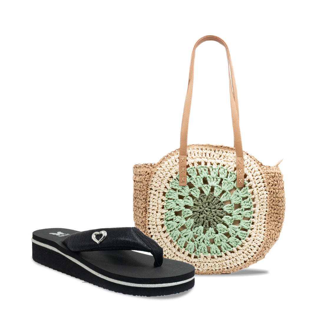 PACK PLAYERO CARTERA + SANDALIA 8202 NEGRO