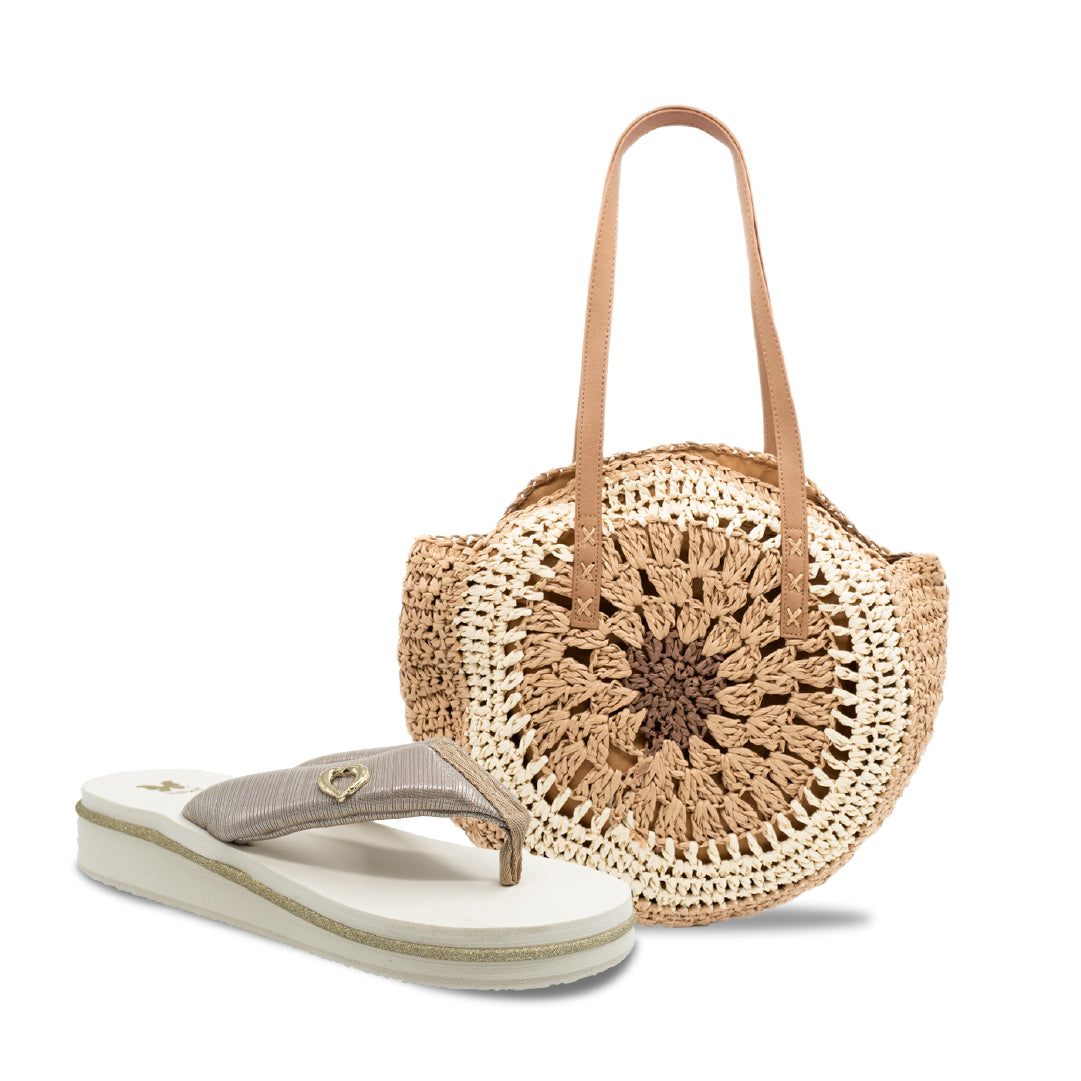 PACK PLAYERO CARTERA + SANDALIA 8202 BEIGE