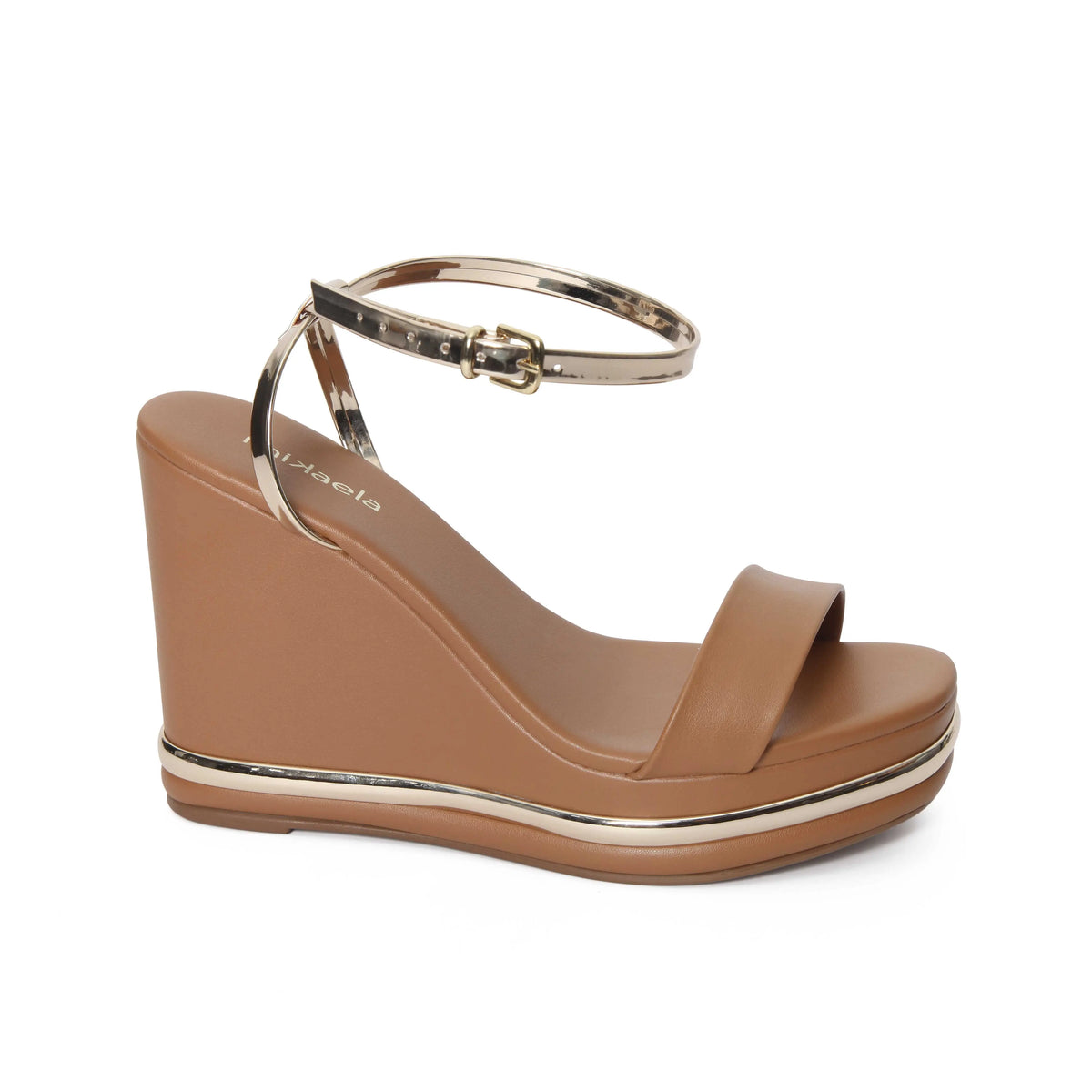 SANDALIA MUJER MIKAELA CASUAL CAPUCCINO/DOURADO 19162-01