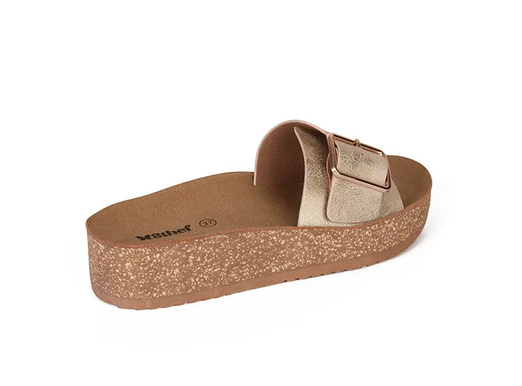 SANDALIA MUJER STHEF CASUAL DORADO 8019