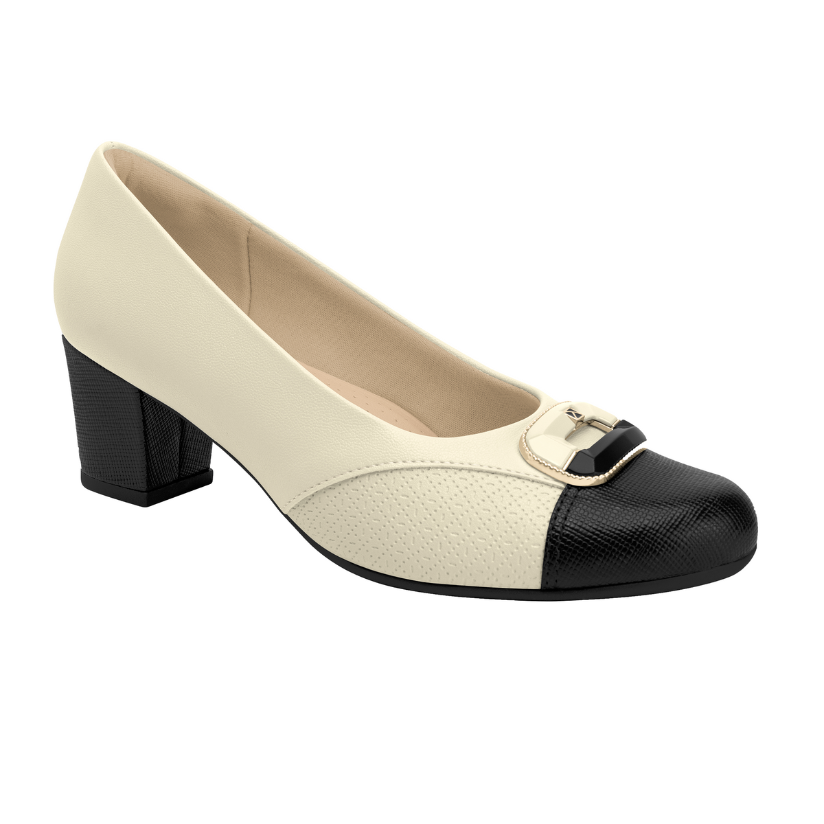 ZAPATO MUJER PICCADILLY VESTIR OFF WHITE/OFF WHITE/PRETO 11017500000002