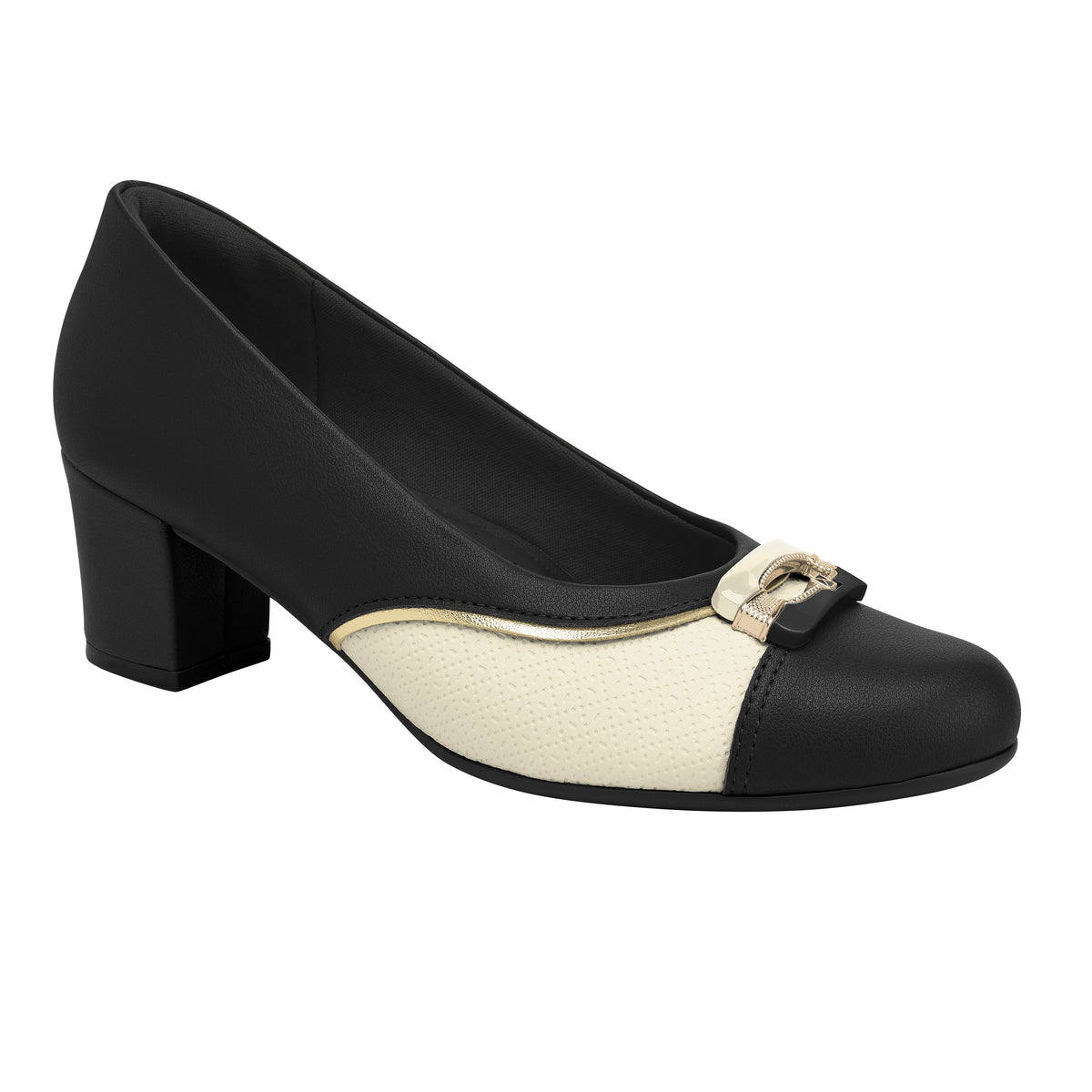ZAPATO JOANETE MUJER PICCADILLY PRETO/OURO/OFF WHITE 11019500000003