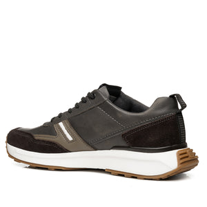 ZAPATILLA HOMBRE PEGADA CUERO CARBONO/CAFE/BRANCO 110751-07