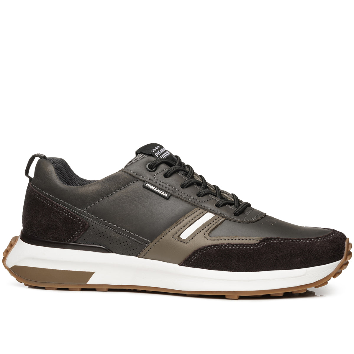 ZAPATILLA HOMBRE PEGADA CUERO CARBONO/CAFE/BRANCO 110751-07