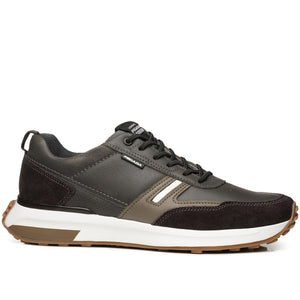 ZAPATILLA HOMBRE PEGADA CUERO CARBONO/CAFE/BRANCO 110751-07