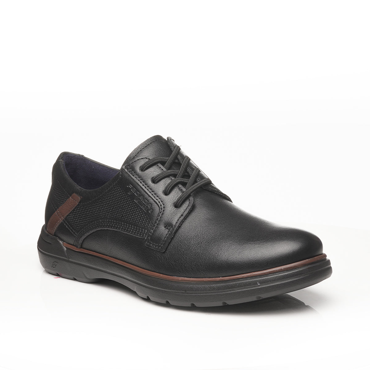 ZAPATO HOMBRE PEGADA CUERO PRETO/CONHAQUE 126603-02