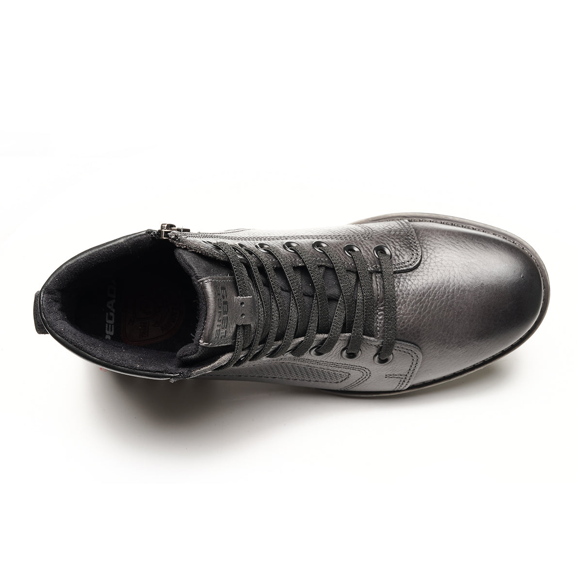 BOTIN HOMBRE PEGADA CUERO CROMO/PRETO 180748-09