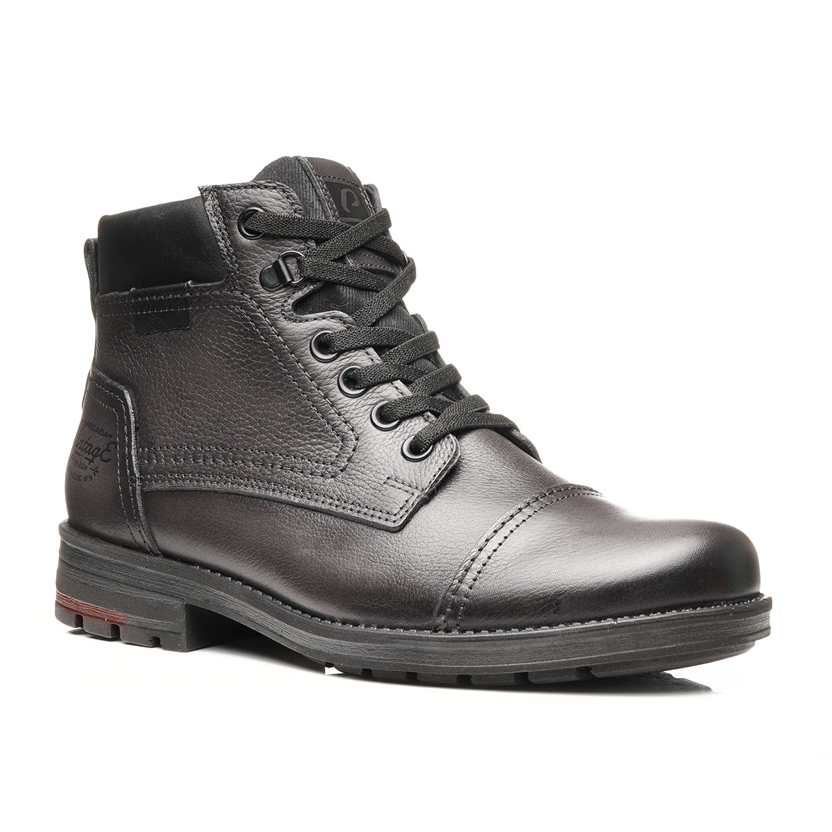 BOTIN HOMBRE PEGADA CUERO CROMO/PRETO 181313-07