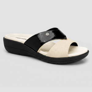 SANDALIA FASCITE MUJER PICCADILLY PRETO/OURO/OFF WHITE 23904300000001