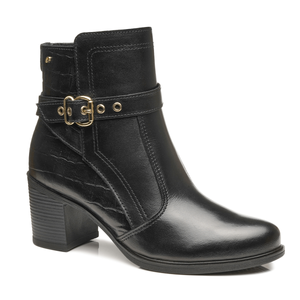 BOTIN MUJER PEGADA CUERO VESTIR PRETO 280401-03