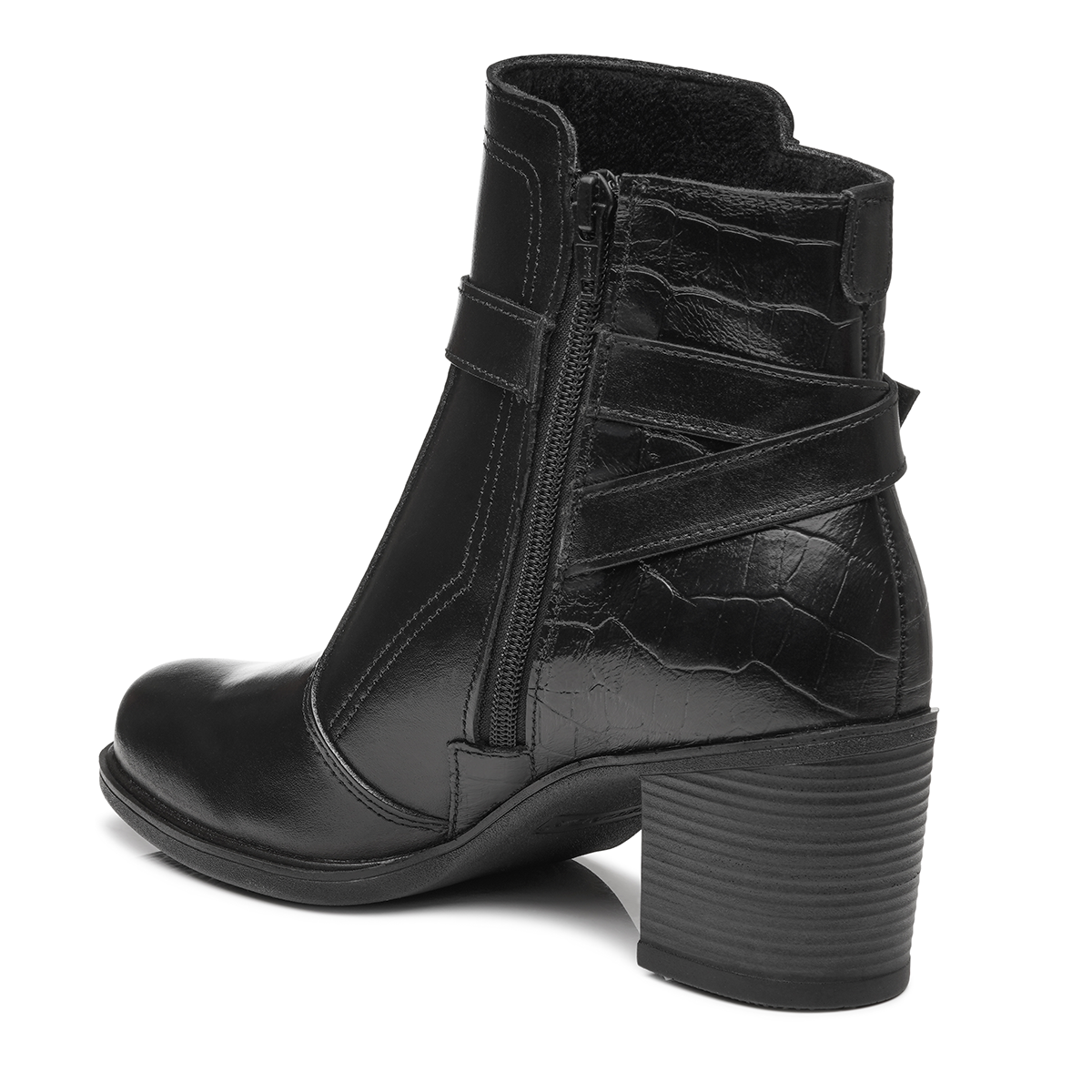 BOTIN MUJER PEGADA CUERO VESTIR PRETO 280401-03
