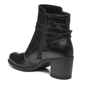 BOTIN MUJER PEGADA CUERO VESTIR PRETO 280401-03