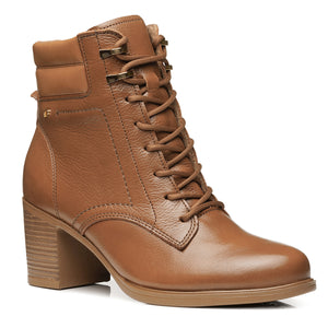 BOTIN MUJER PEGADA CUERO VESTIR PINHAO/CAMEL 280407-01