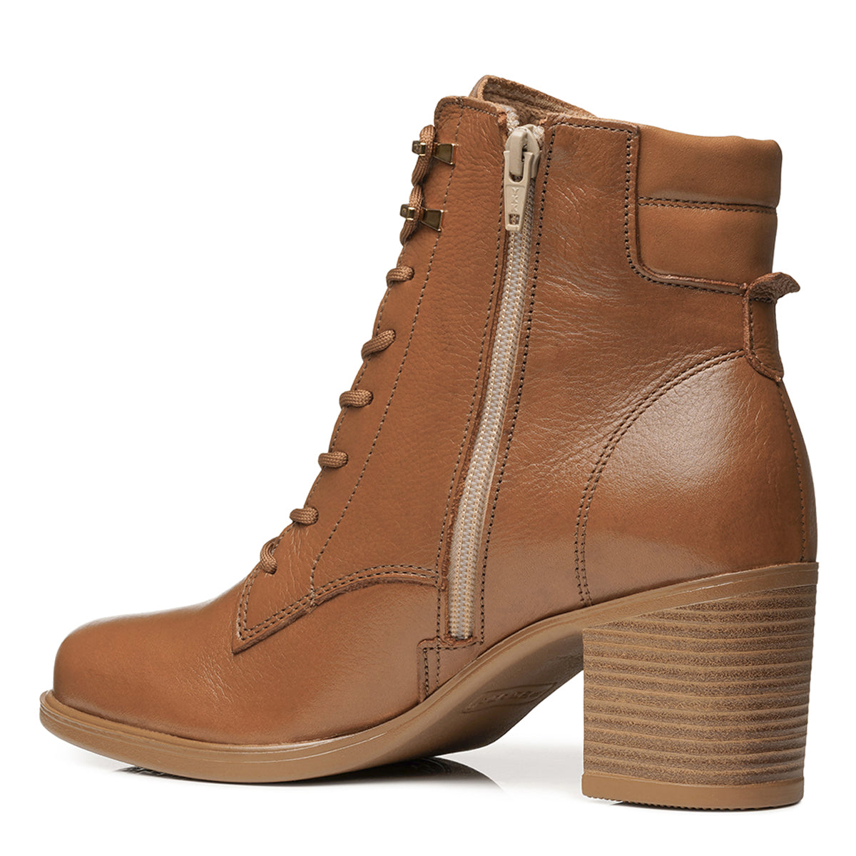 BOTIN MUJER PEGADA CUERO VESTIR PINHAO/CAMEL 280407-01