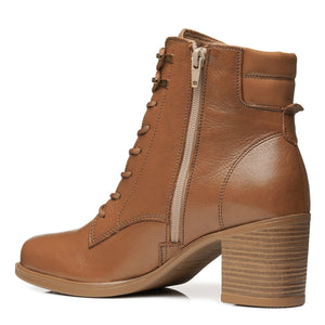 BOTIN MUJER PEGADA CUERO VESTIR PINHAO/CAMEL 280407-01