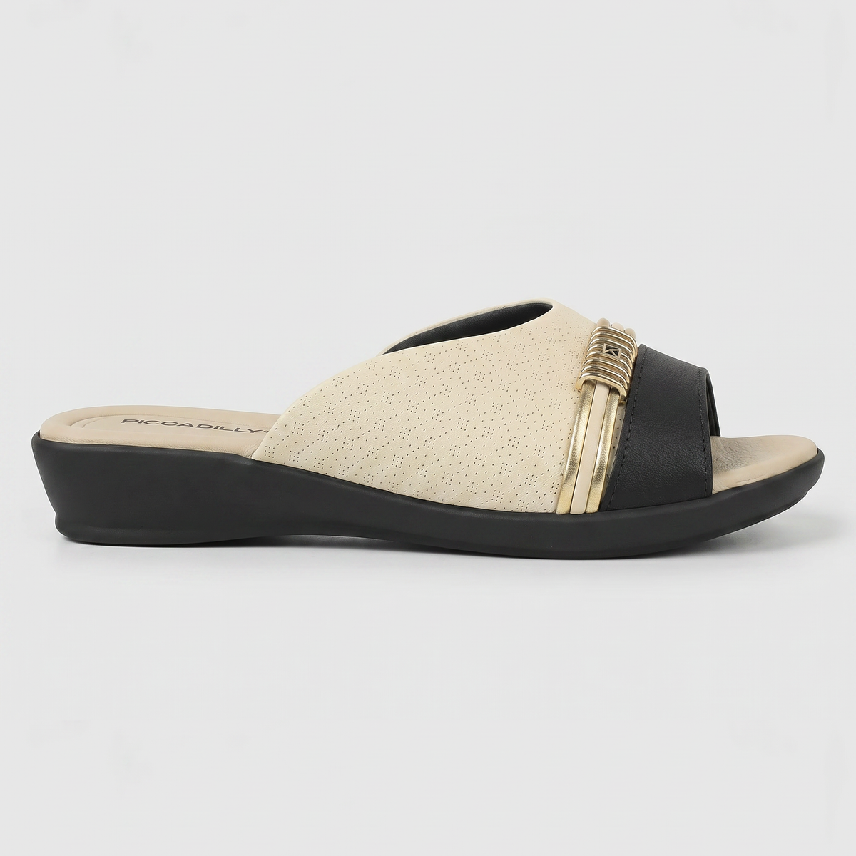 SANDALIA JOANETE MUJER PICCADILLY OFF WHITE/PRETO/OURO 50042500000003