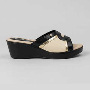 SANDALIA JOANETE MUJER PICCADILLY PRETO/OURO/OFF WHITE 54043700000001