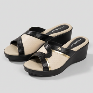 SANDALIA JOANETE MUJER PICCADILLY PRETO/OURO/OFF WHITE 54043700000001