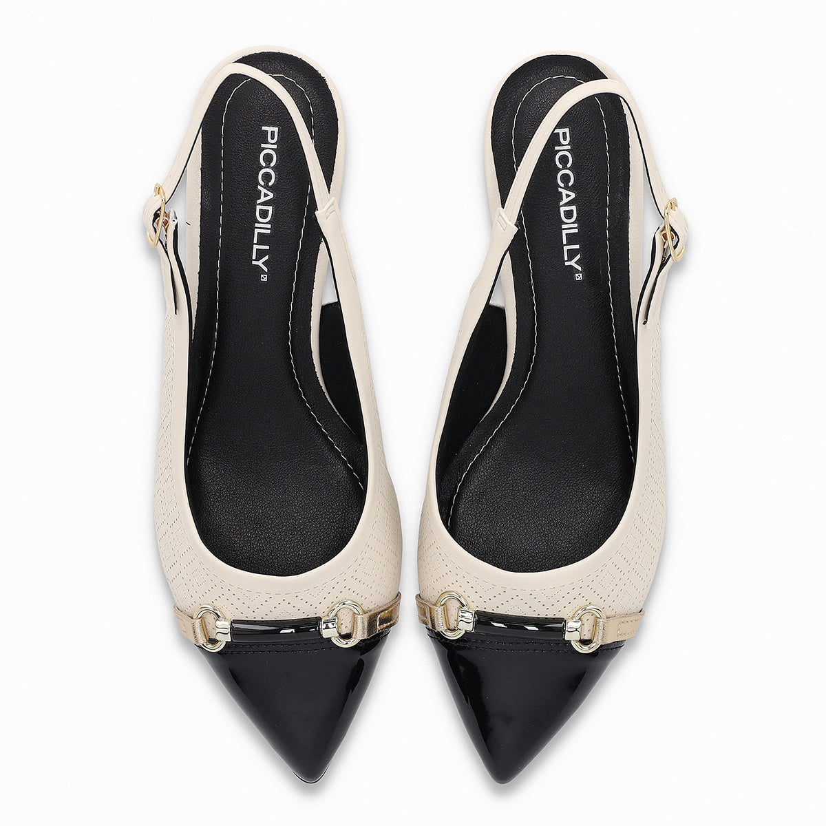 ZAPATO MUJER PICCADILLY VESTIR OFF WHITE/PRETO/OURO 73910000000001
