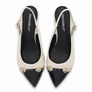 ZAPATO MUJER PICCADILLY VESTIR OFF WHITE/PRETO/OURO 73910000000001