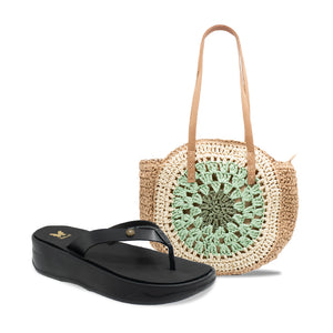 PACK PLAYERO CARTERA + SANDALIA 8203 NEGRO